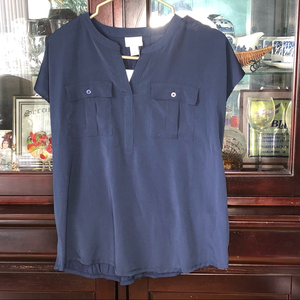 Jacklyn Smith Navy Blouse Sz S